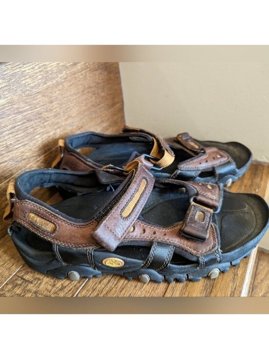 Timberland Leather Sandals, Brown & Black Walking Shoes mens Size 9